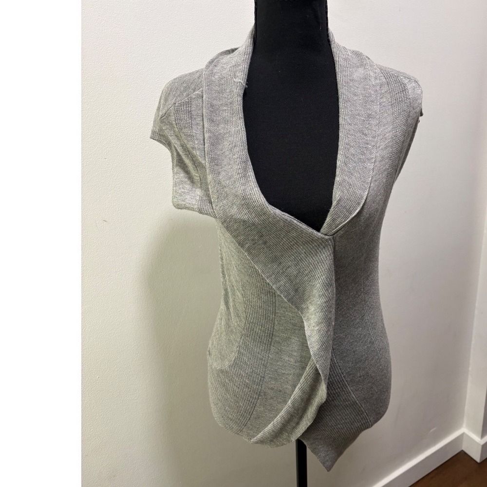 Stella & Jamie Women's XS Gray Cashmere Blend Draped Wrap Sweater Top